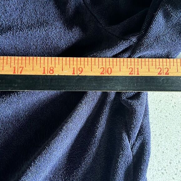 Fabletics Navy Terry Cloth Button Down Short Sleeve Shirt Mens M - Picture 5 of 7